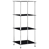 Mokuyary Regal mit 4 Ablagen Schwarz 40x40x100 cm Hartglas Schwerlastregal Kellerregal Lagerregal,...