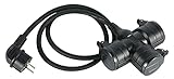 Electraline 55095 Baustellen Verlängerungskabel 1 M, Kabel H07RN-F3G1.5 mit 3-Fach Gummi-Kupplung...