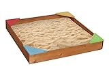 Spiel AG Sandkasten aus Holz mit bunten Ecksitzen 90 x 90 cm, 1095761