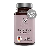 Biotin, Zink & Selen - 10000 µg Biotin, 10 mg Zink-Bisglycinat, 55 µg Selen - 365 vegane Tabletten...