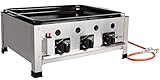 Beeketal 'GGB-1' Profi Gastrobräter Gasgrill mit emaillierter Stahlpfanne, 3-flammig, Piezo...