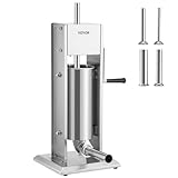 VEVOR Manueller Wurstfüller Wurstfüllmaschine 5 L, Edelstahl + Aluminium Professionelle Silberne...