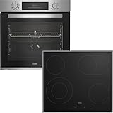 Beko BBSM12320X Einbau-Backofen-Set, zwei autarke Geräte: Glaskeramik-kochfeld mit 4 Kochzonen,...