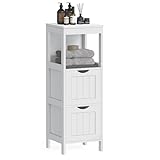 VASAGLE Badkommode, Badschrank, vielseitig einsetzbares Badregal mit 4 Etagen, Badezimmerschrank aus...