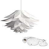 kwmobile DIY Puzzle Lampe Lampenschirm - Lotus Schirm Set mit Deckenbefestigung 90cm Kabel E27...