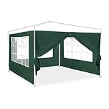 Relaxdays Seitenwand für Pavillon 4er Set, 3 Wände, Fenster, Seitenteil mit Reißverschluss,...