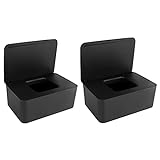 Anruyi 2 Stück Feuchttuch-Box Schwarz Kindertuchbox Kunststoff Toilettenpapierbox Feuchttücher...