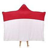 Kapuzendecke für Erwachsene, Flagge Flanell tragbare Decke,Indonesien Flagge warme Poncho-Decke,...