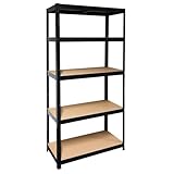Schulte Schwerlastregal mit 5 MDF Böden, 180x90x40 cm (HxBxT), Traglast pro Ebene 175 Kg, schwarz,...