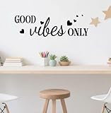 SUPERDANT Wandtattoo Mit Inspirierenden Zitaten Und Herzen Good Vibes Only Wandsticker Schwarzes...