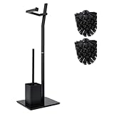 WC-Set - Schwarz - 22 x 18 x 70 cm - Toilettenpapierhalter und Toilettenbürste INCL. - Edelstahl -...