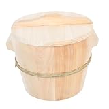 VICASKY Handgefertigter Natürlicher Holz Reisdämpfer mit Deckel und Bambusreifen Atmungsaktiver...