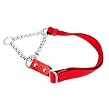 Martingale Zugstopp Halsband für Hunde mit Kette und Leder. Zughalsband für Kleine.S. Rot & Rot