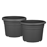 BigDean 3X Blumentopf Ø 25 cm Farbe Anthrazit Kunststoff Pflanztopf Containertopf Übertopf...