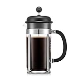 Bodum Caffettiera French Press Schwarz – 1L / 8 Tassen Kaffeebereiter – Hitzebeständiges Glas...