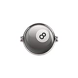 Mylery Ring mit Motiv 8-Ball Eight-Ball Pool-Billard Kugel Schwarz Weiß Silber 16mm