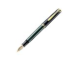 Pelikan Füllhalter Souverän 600, Schwarz-Grün, Feder M (mittel), hochwertiger Kolbenfüller im...
