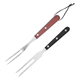 CIYODO 2 Stück Grillbesteck Edelstahl Fleischgabel mit Langem Isoliertem Griff für Outdoor Grillen...