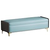 Polsterhocker mit Stauraum, Nappaleder, Fußbett, Möbel für Schlafzimmer und Wohnzimmer, stilvolle...