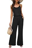 OUGES Damen Sommer Ärmellos Jumpsuit Overall Lang Hosenanzug Casual Playsuit Romper mit...