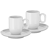 WMF Barista Tassen Set 4-teilig, zwei Kaffeetassen 60 ml mit Untertassen für Espresso, Porzellan,...