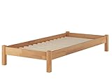 Erst-Holz Buche-Bett Futonbett Einzelbett 90x200 Massivholzbett Natur Rollrost 60.84-09