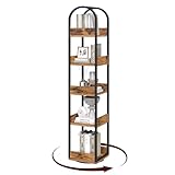 MAHANCRIS 5-stöckiges drehbares Bücherregal mit Kantenschutz, Eckregal, Ausstellungsständer,...
