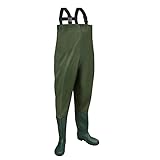 Lospitch Wathose 70D Nylon Composite PVC Angelhose, mit rutschfesten Gummistiefeln, Teichhose,...