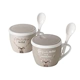 Steinnacher Jumbobecher Wild 2 Stück 600ml Becher Deckel und Löffel
