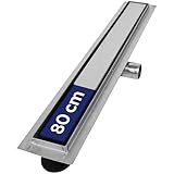 VILSTEIN® Duschrinne Edelstahl Extra Flach [80CM] - Bodenabfluss Dusche Komplettset - Ablaufrinne...