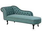 Beliani Retro Chaiselongue Samtstoff linksseitig mintgrün Nimes
