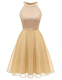 Bbonlinedress Paillettenkleid Damen elegant Neckholder festliches Glitzer Kleid Sommer jugendweihes...