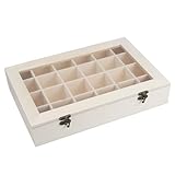 Ideen mit Herz Holz-Box mit 24 Fächern und Deckel inkl. Sichtfenster | Holz-Kiste,...