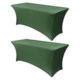Obstal 4Ft Stretch Spandex Table Cover for Standard Folding Tables - 2 Pack Universal Rectangular...