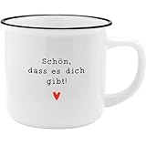 GRUSS & CO Becher mit Motiv 'Gibt' | New Bone China Porzellan, Emaille-Optik, 35 cl | Geschenk...