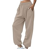 Jogginghose Damen Lang Baumwolle - Sporthose Gummibund Stoffhose Mit Taschen High Waist...