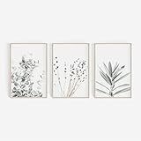 ZOYIEP 3er Poster Set Wohnzimmer - Bilder Deko Schlafzimmer - Lavendel Eukalyptus Pflanze Stilvolle...
