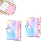 txuzong A6 Ringbuch, 2 Stück Klare Farbe Ringbuch A6 Nachfüllbar, 6 Ringe Budget Binder mit...