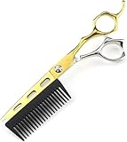 Professionelle Friseurschere mit abnehmbarem Kamm, 2-in-1-Haarschere, Haarschneideschere mit Kamm,...