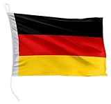 FLAGLY Premium Bootsfahne Deutschland 20 x 30 cm - Schiffsflaggentuch, 160g/m² Stoffgewicht -...