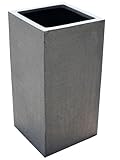 VIVANNO Pflanzkübel Blumenkübel Pflanzsäule Fiberglas Beton-Design grau Block - 60x30x30 cm