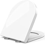 STOREMIC Toilettendeckel, WC Sitz mit Absenkautomatik, Klodeckel D-Form mit Quick Release Funktion...