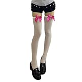 FANSHINUO Damen 80D Samt Overknee lange Strümpfe mit Schleifen Akzent Winter Herbst blickdichte...