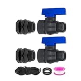 F Fityle 2X Regenfass-Set, Gartenschlauch-Absperrventil, 3/4 Zoll Gartenschlauch-Gewinde, Kugelhahn...