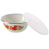 Gadpiparty Altmodische Emaille Rührschüssel mit Deckel 18cm Beige Küchen Salatschüssel und...