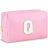 URSKYTOUS Initial adrette Make-up-Tasche für Damen, Reise-Kosmetiktasche, niedlich, rosa,...