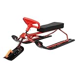 KEESUNG Schlitten Snowracer mit Lenkrad & Zugseil, Rennrodel Lenkschlitten Kinderschlitten...