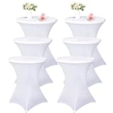 Vnituasr 6er-Set Cocktail Tischhussen, Stehtisch Husse für Bistrotisch Ø 60-65 cm, Weiße...