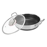 Schmorpfanne, hitzebeständiger Griff, mehrere Größen, Edelstahl gehämmerte Pfanne, Bratpfanne...