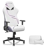 dowowdo Gaming Stuhl Ergonomisch Weiß & Lila Stoff | Kopfstütze + Lordosenstütze,...